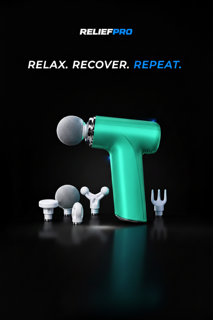 Green-cyan ReliefPro massage gun